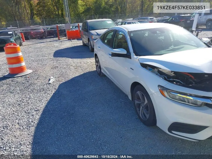 2019 Honda Insight Ex VIN: 19XZE4F57KE033851 Lot: 40629843