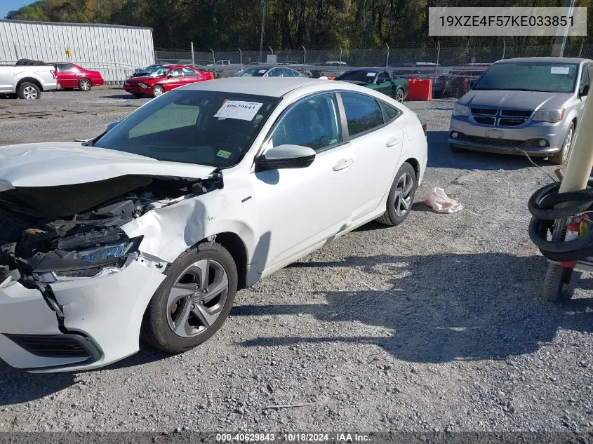 2019 Honda Insight Ex VIN: 19XZE4F57KE033851 Lot: 40629843