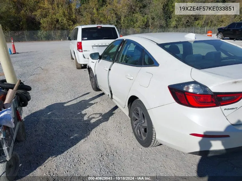 2019 Honda Insight Ex VIN: 19XZE4F57KE033851 Lot: 40629843