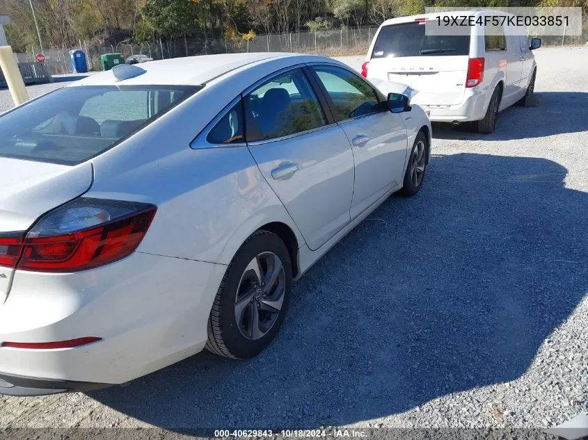 2019 Honda Insight Ex VIN: 19XZE4F57KE033851 Lot: 40629843