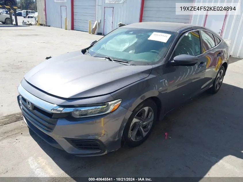 2019 Honda Insight Ex VIN: 19XZE4F52KE024894 Lot: 40645541