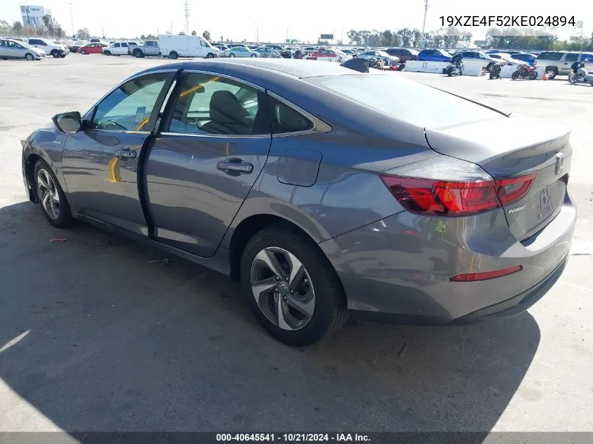 2019 Honda Insight Ex VIN: 19XZE4F52KE024894 Lot: 40645541