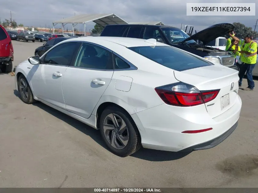 2019 Honda Insight Lx VIN: 19XZE4F11KE027394 Lot: 40714897