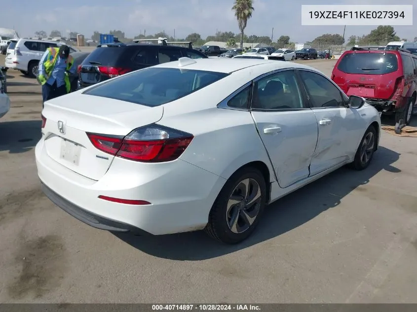 2019 Honda Insight Lx VIN: 19XZE4F11KE027394 Lot: 40714897