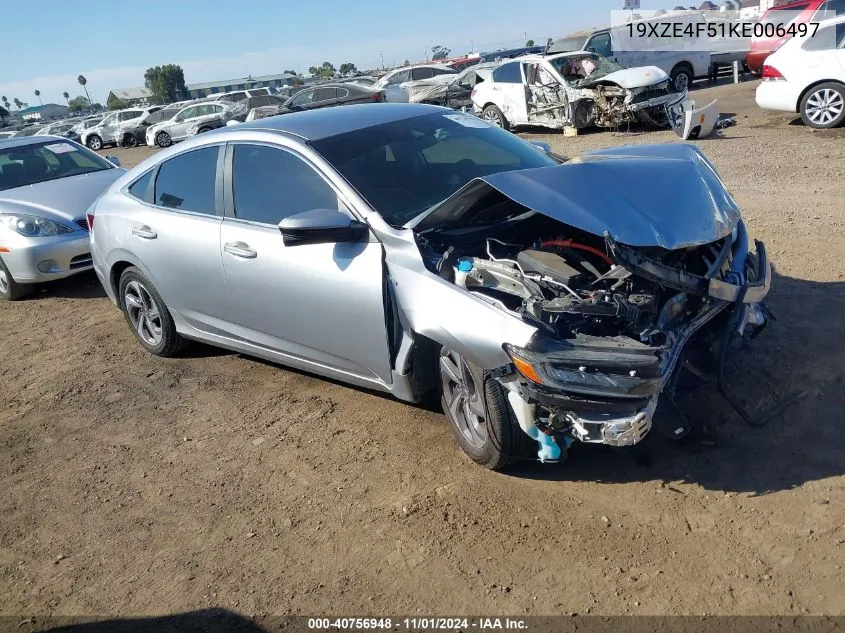 2019 Honda Insight Ex VIN: 19XZE4F51KE006497 Lot: 40756948