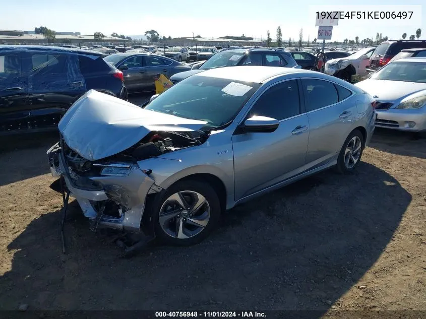 2019 Honda Insight Ex VIN: 19XZE4F51KE006497 Lot: 40756948