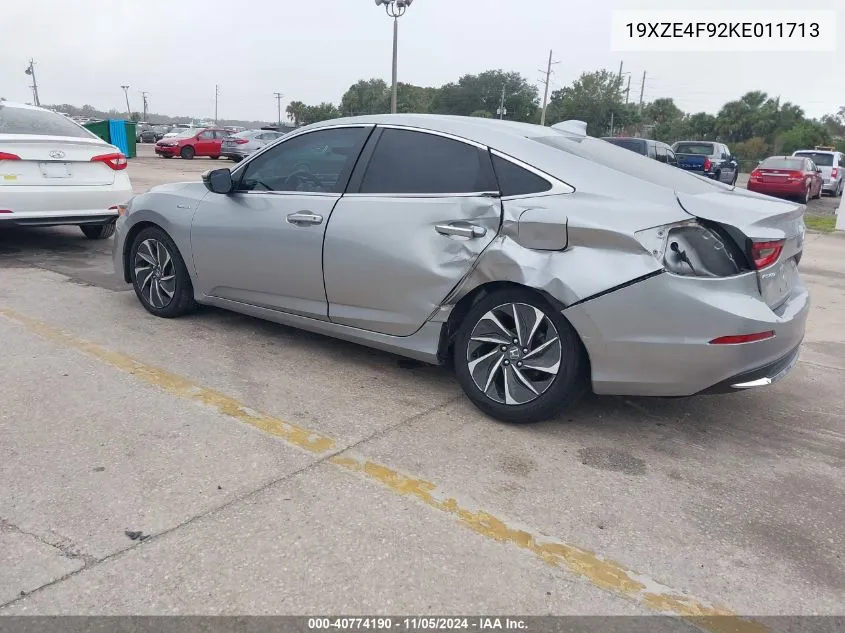 2019 Honda Insight Touring VIN: 19XZE4F92KE011713 Lot: 40774190