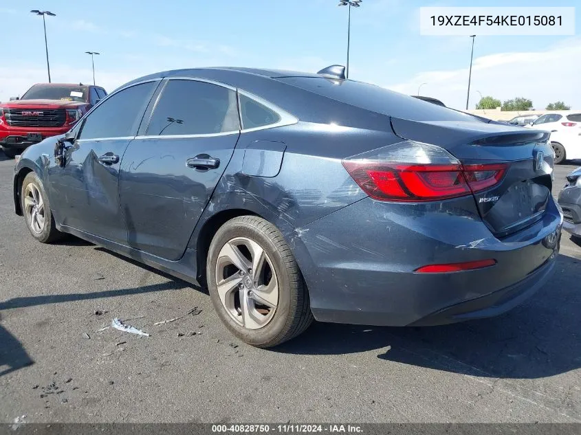 2019 Honda Insight Ex VIN: 19XZE4F54KE015081 Lot: 40828750