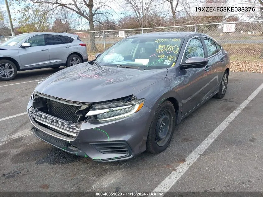 2019 Honda Insight Ex VIN: 19XZE4F53KE033376 Lot: 40851629