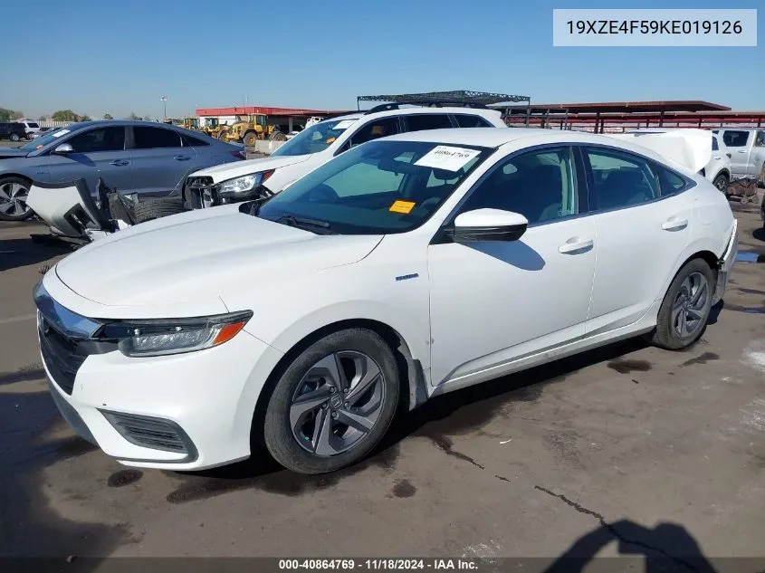 2019 Honda Insight Ex VIN: 19XZE4F59KE019126 Lot: 40864769