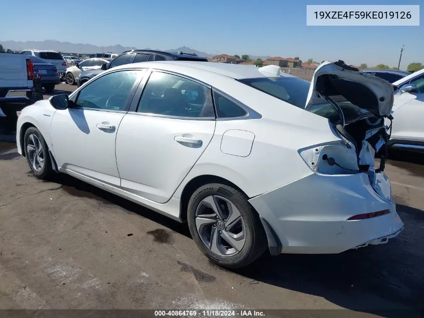 2019 Honda Insight Ex VIN: 19XZE4F59KE019126 Lot: 40864769