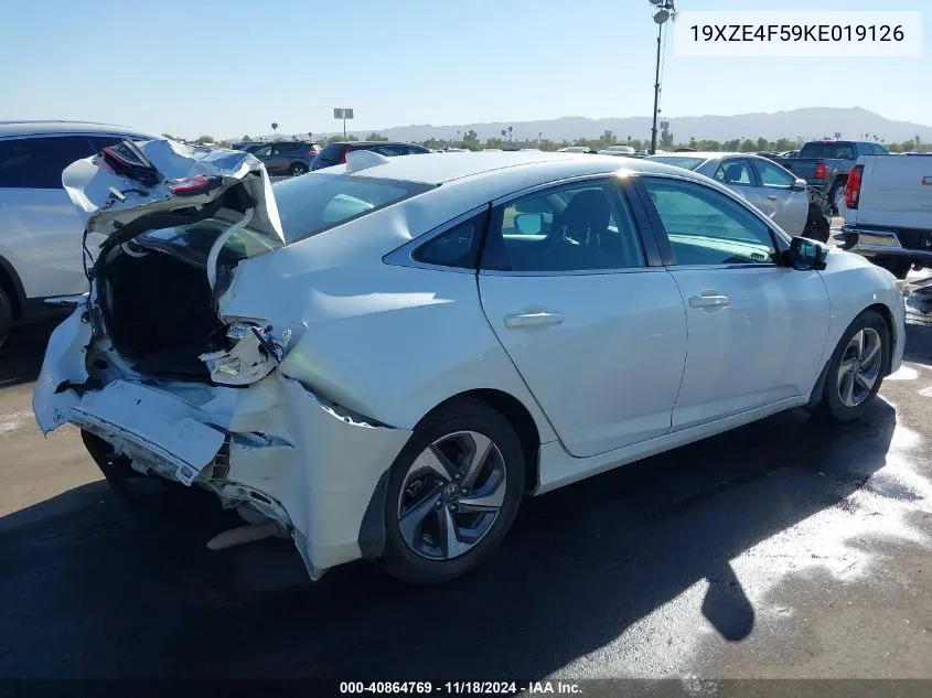 2019 Honda Insight Ex VIN: 19XZE4F59KE019126 Lot: 40864769