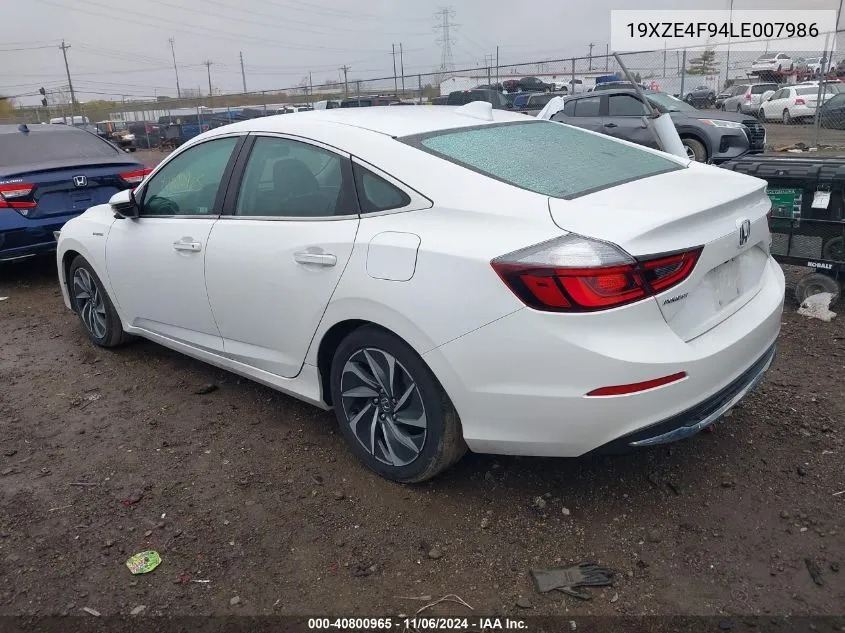 2020 Honda Insight Touring VIN: 19XZE4F94LE007986 Lot: 40800965