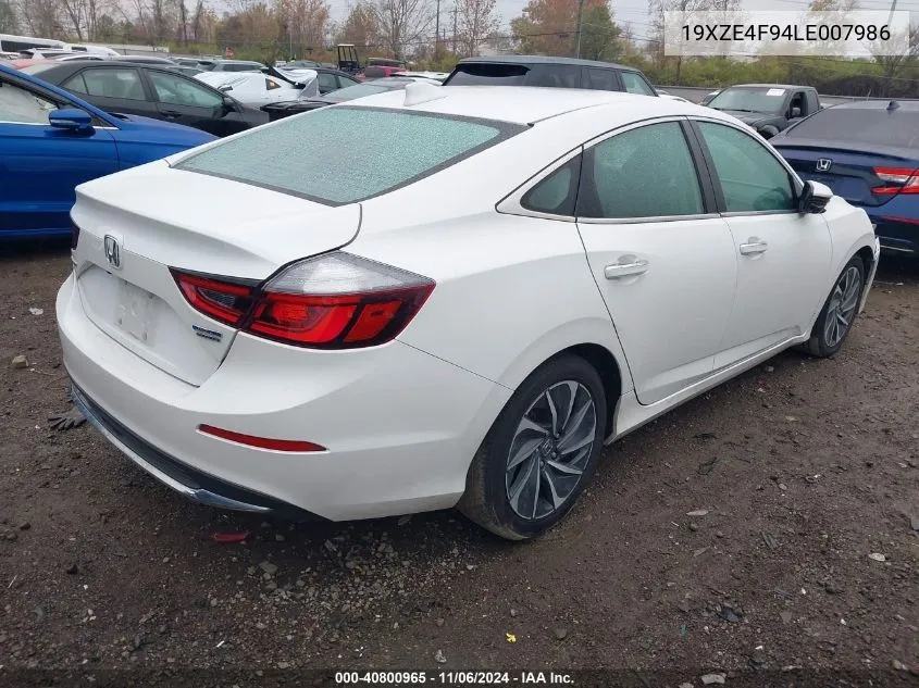 2020 Honda Insight Touring VIN: 19XZE4F94LE007986 Lot: 40800965