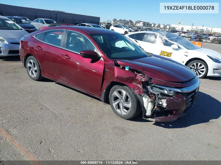 2020 Honda Insight Lx VIN: 19XZE4F18LE000078 Lot: 40855710