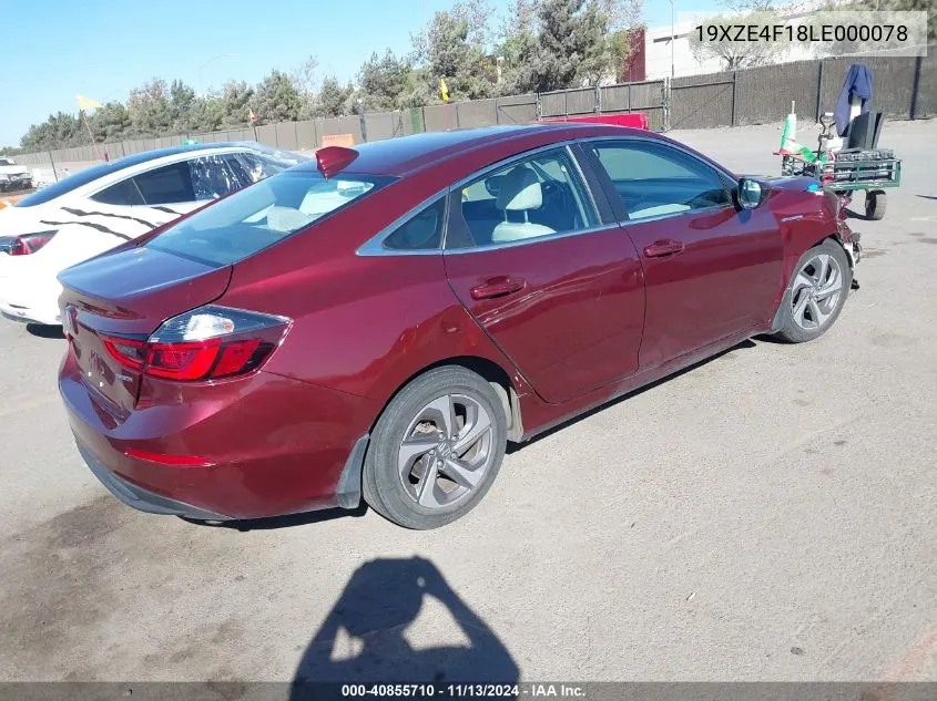 2020 Honda Insight Lx VIN: 19XZE4F18LE000078 Lot: 40855710