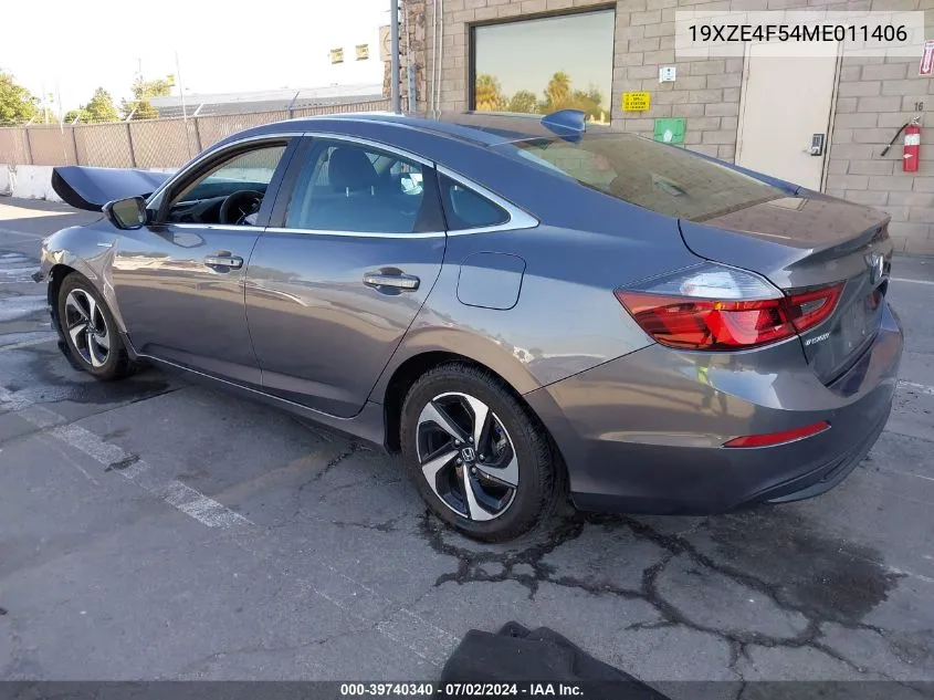 2021 Honda Insight Ex VIN: 19XZE4F54ME011406 Lot: 39740340