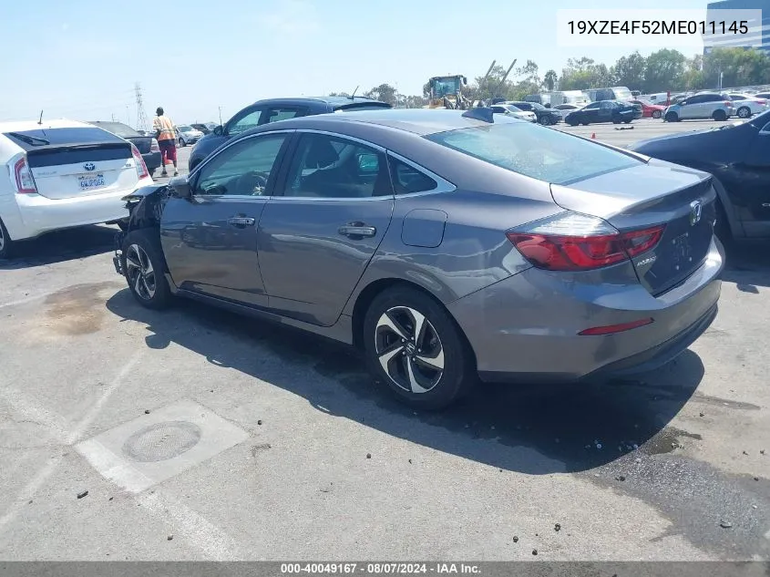 2021 Honda Insight Ex VIN: 19XZE4F52ME011145 Lot: 40049167