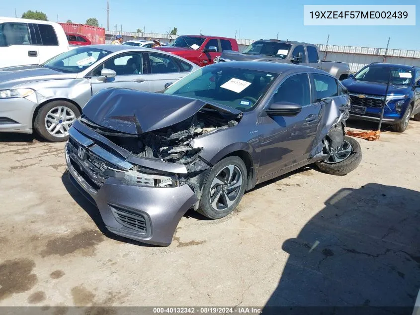 19XZE4F57ME002439 2021 Honda Insight Ex