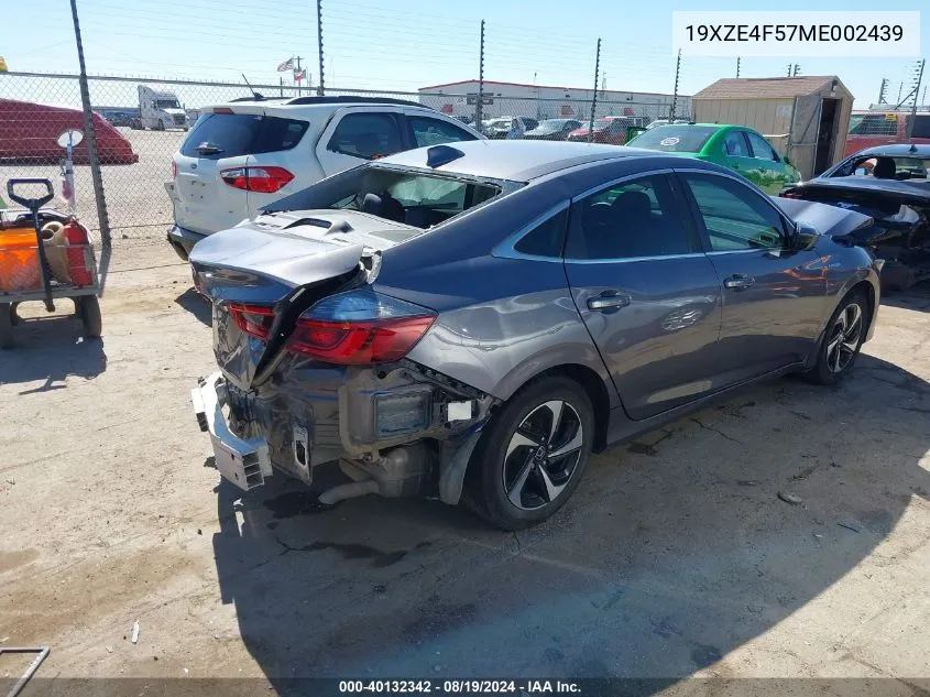 2021 Honda Insight Ex VIN: 19XZE4F57ME002439 Lot: 40132342