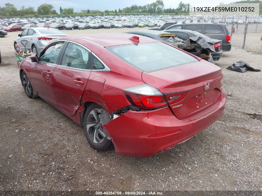 2021 Honda Insight Ex VIN: 19XZE4F59ME010252 Lot: 40284759