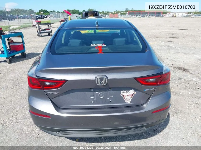 2021 Honda Insight Ex VIN: 19XZE4F55ME010703 Lot: 40394226