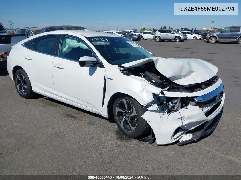 2021 Honda Insight Ex VIN: 19XZE4F55ME002794 Lot: 40550443