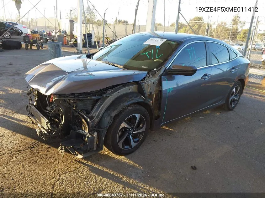 2021 Honda Insight Ex VIN: 19XZE4F5XME011412 Lot: 40843757