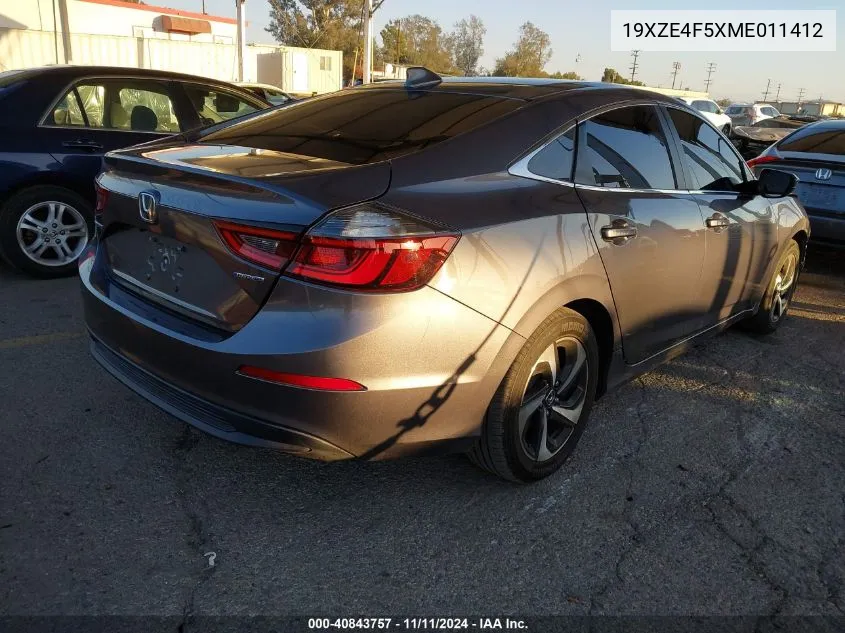 2021 Honda Insight Ex VIN: 19XZE4F5XME011412 Lot: 40843757