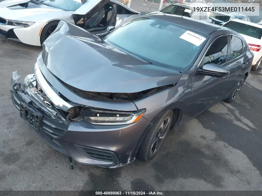 2021 Honda Insight Ex VIN: 19XZE4F53ME011445 Lot: 40880063