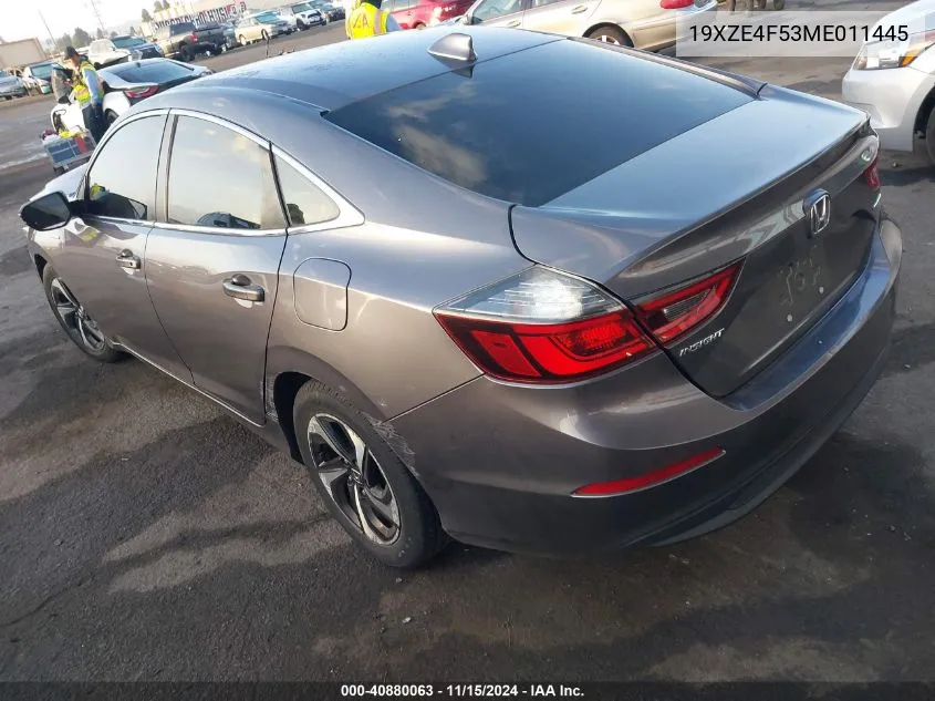 2021 Honda Insight Ex VIN: 19XZE4F53ME011445 Lot: 40880063