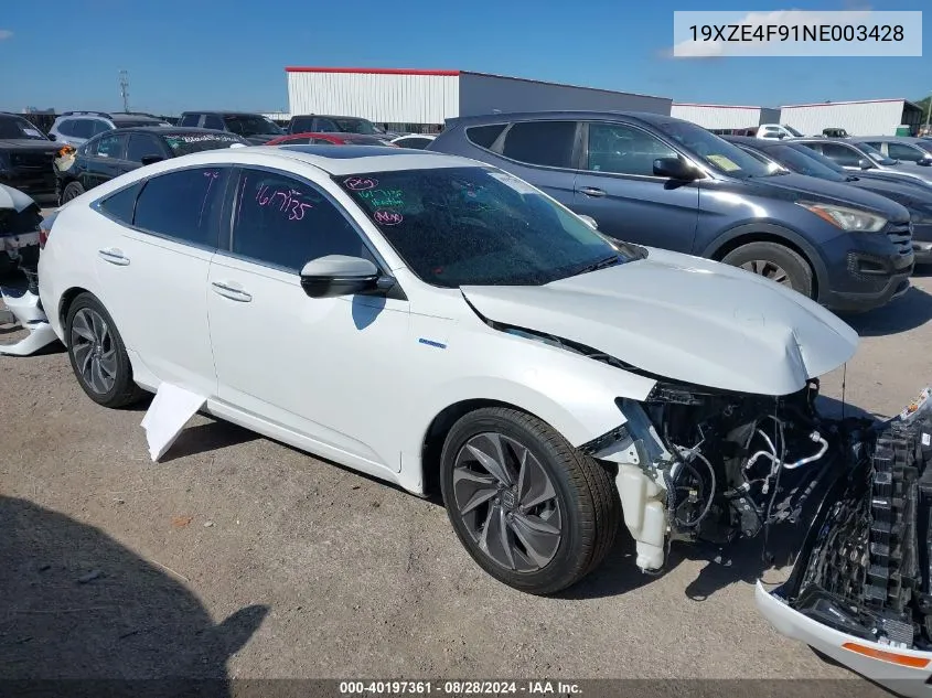 2022 Honda Insight Touring VIN: 19XZE4F91NE003428 Lot: 40197361