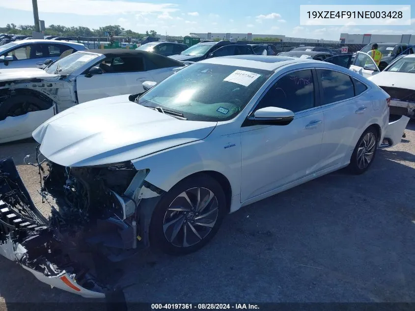 2022 Honda Insight Touring VIN: 19XZE4F91NE003428 Lot: 40197361