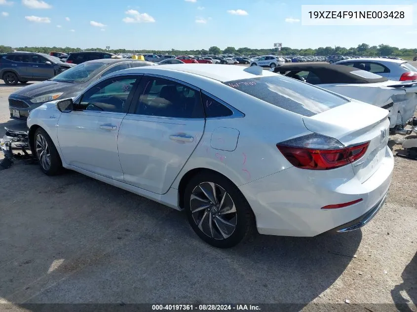 2022 Honda Insight Touring VIN: 19XZE4F91NE003428 Lot: 40197361