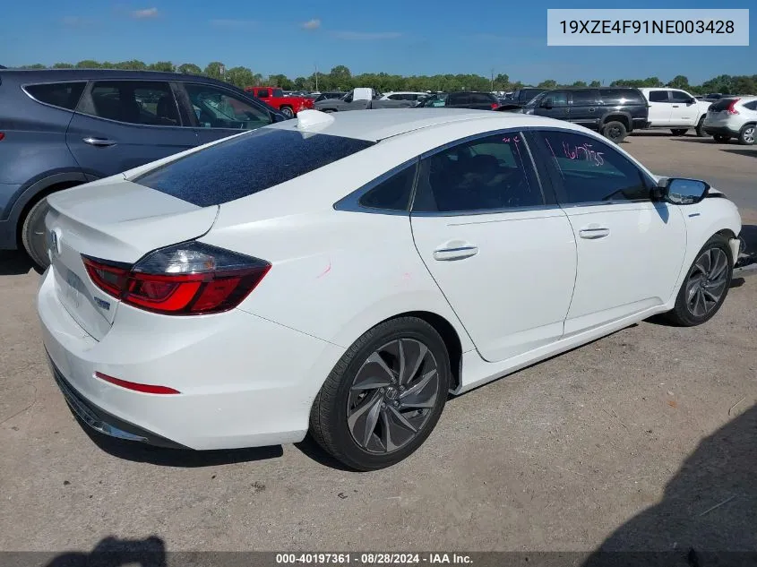 2022 Honda Insight Touring VIN: 19XZE4F91NE003428 Lot: 40197361