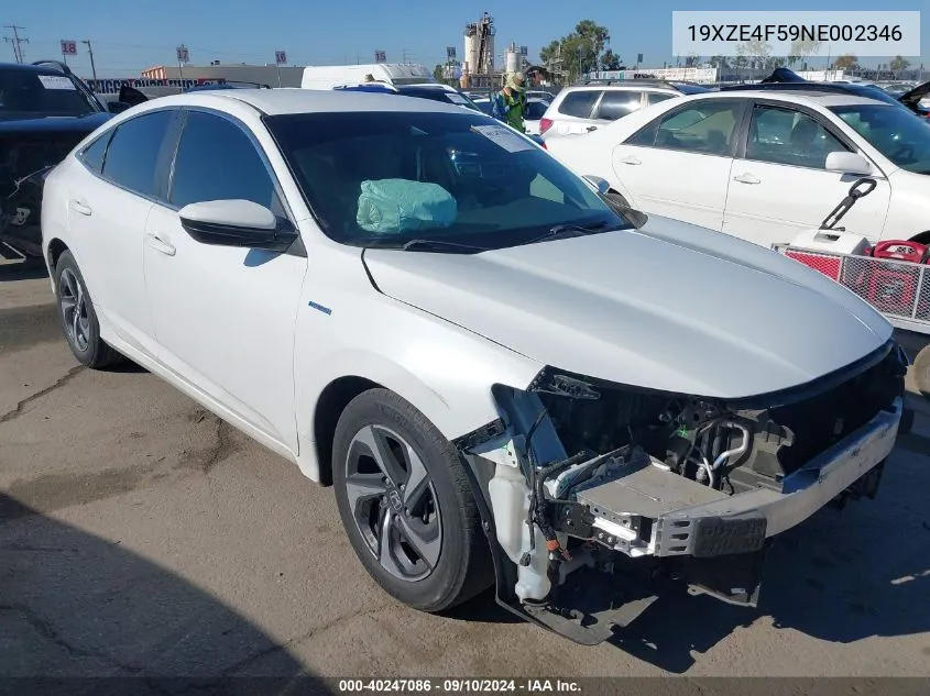 2022 Honda Insight Ex VIN: 19XZE4F59NE002346 Lot: 40247086