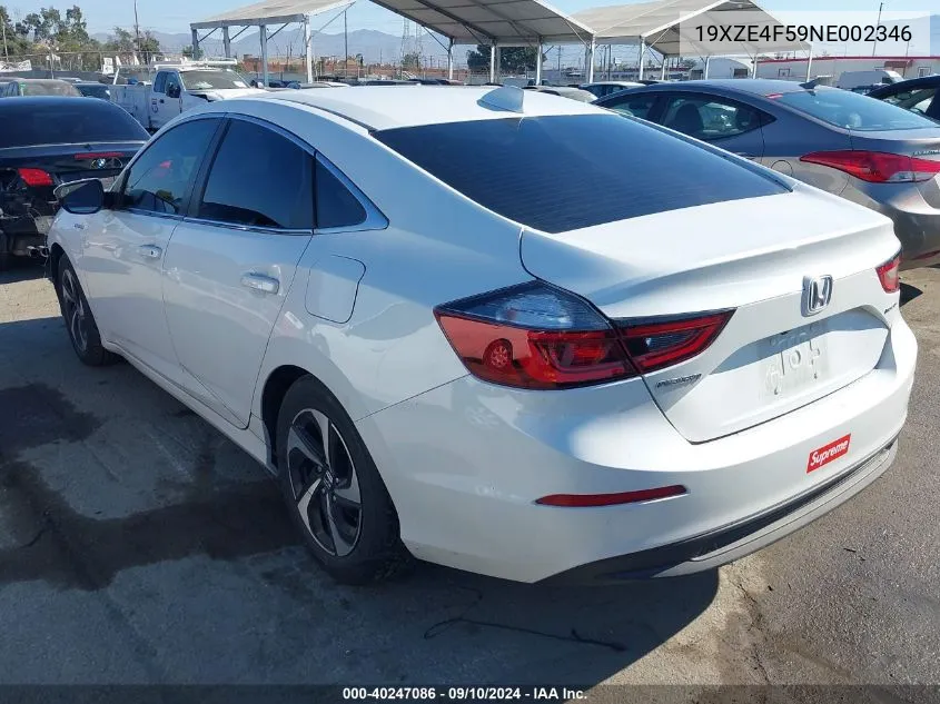 2022 Honda Insight Ex VIN: 19XZE4F59NE002346 Lot: 40247086