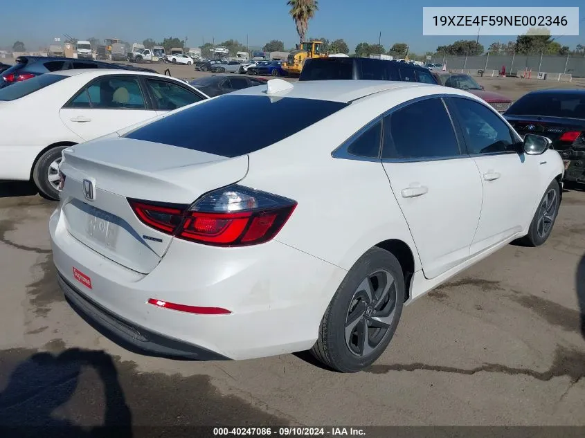 2022 Honda Insight Ex VIN: 19XZE4F59NE002346 Lot: 40247086