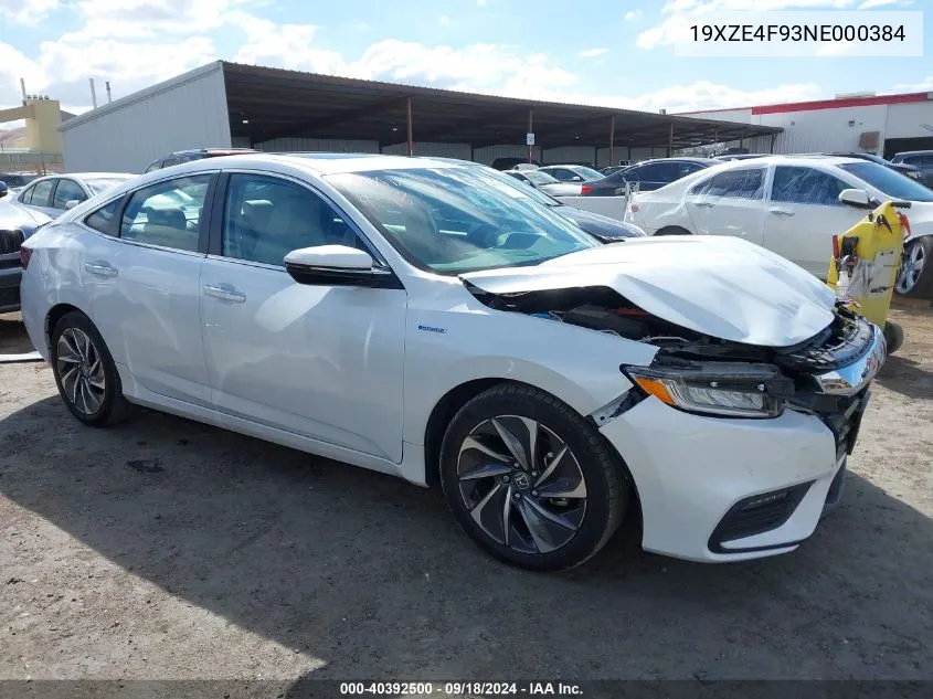 2022 Honda Insight Touring VIN: 19XZE4F93NE000384 Lot: 40392500