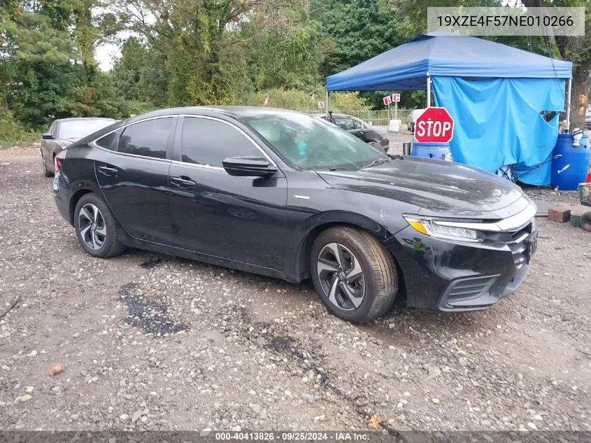 2022 Honda Insight Ex VIN: 19XZE4F57NE010266 Lot: 40413826