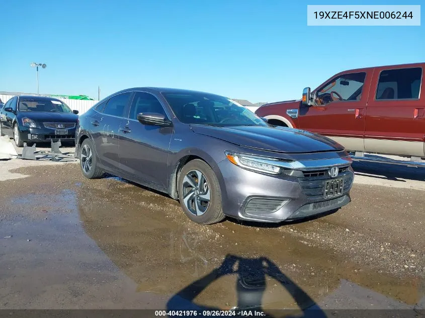 19XZE4F5XNE006244 2022 Honda Insight Ex