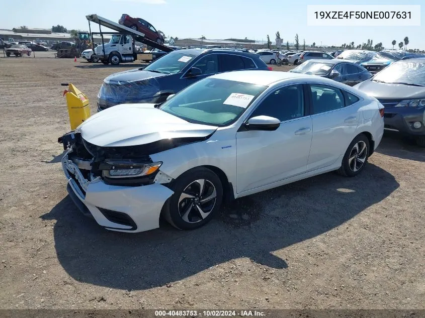 2022 Honda Insight Ex VIN: 19XZE4F50NE007631 Lot: 40483753