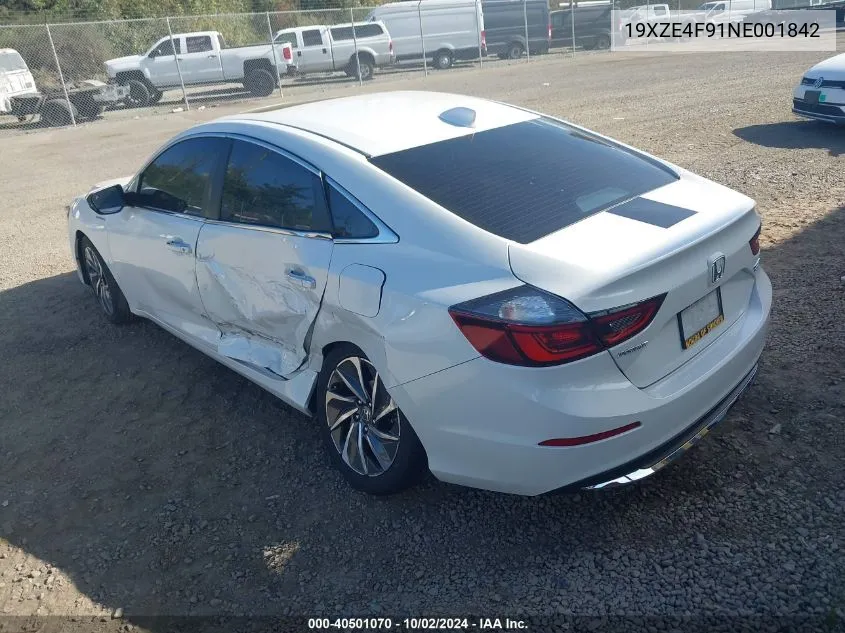 2022 Honda Insight Touring VIN: 19XZE4F91NE001842 Lot: 40501070