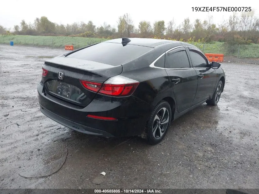 2022 Honda Insight Ex VIN: 19XZE4F57NE000725 Lot: 40585805