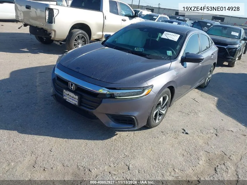 2022 Honda Insight Ex VIN: 19XZE4F53NE014928 Lot: 40852927