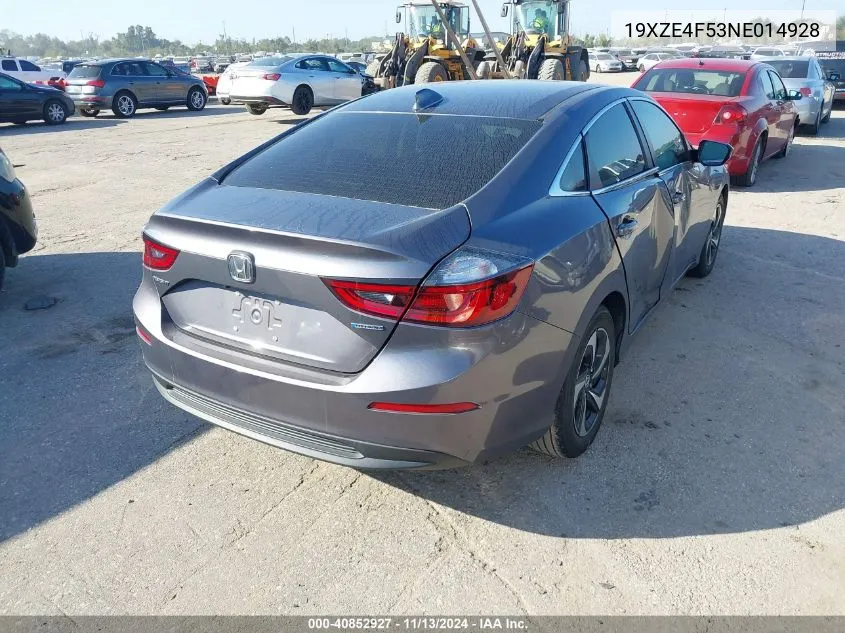 2022 Honda Insight Ex VIN: 19XZE4F53NE014928 Lot: 40852927