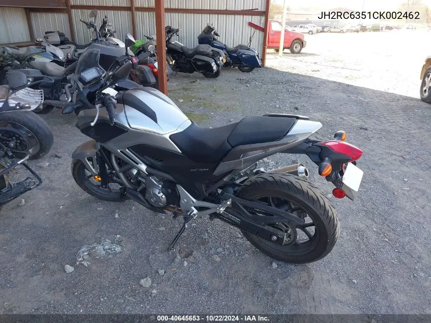 2012 Honda Nc700X VIN: JH2RC6351CK002462 Lot: 40645653