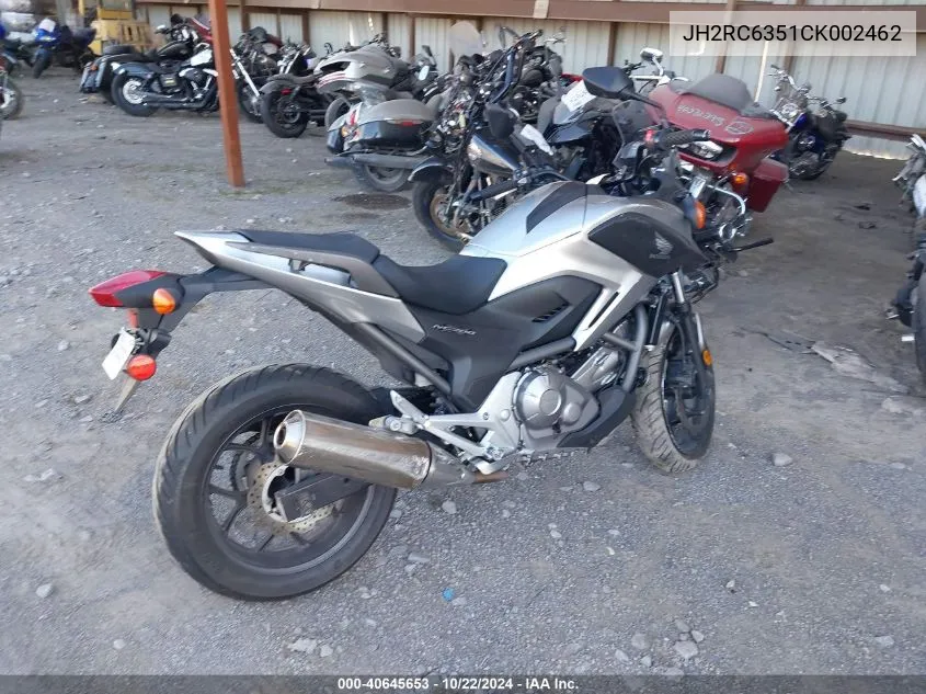 2012 Honda Nc700X VIN: JH2RC6351CK002462 Lot: 40645653