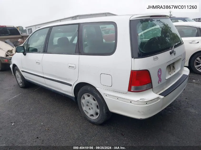 1998 Honda Odyssey Ex/Lx VIN: JHMRA3867WC011260 Lot: 40418186