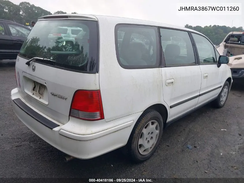 1998 Honda Odyssey Ex/Lx VIN: JHMRA3867WC011260 Lot: 40418186